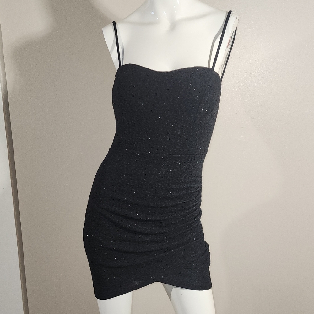 Chic Black Glitter Mini Dress